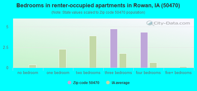 Bedrooms in renter-occupied apartments in Rowan, IA (50470) 