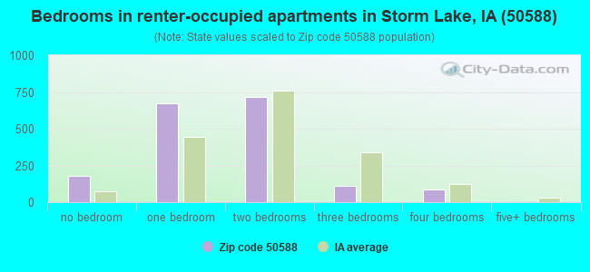 Bedrooms in renter-occupied apartments in Storm Lake, IA (50588) 