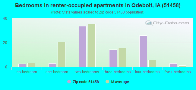 Bedrooms in renter-occupied apartments in Odebolt, IA (51458) 