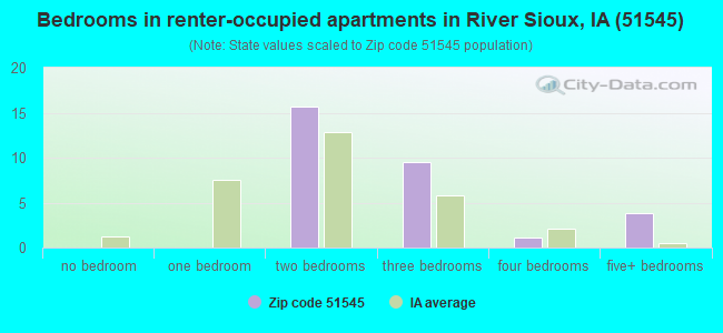 Bedrooms in renter-occupied apartments in River Sioux, IA (51545) 