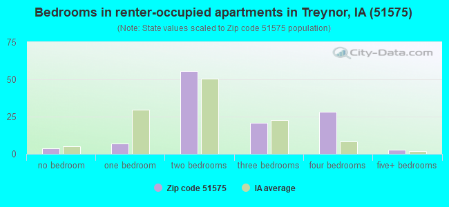 Bedrooms in renter-occupied apartments in Treynor, IA (51575) 