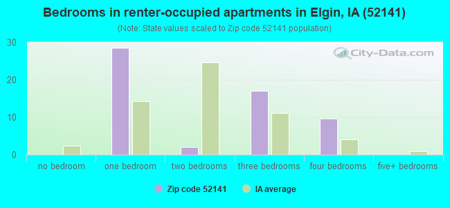 Bedrooms in renter-occupied apartments in Elgin, IA (52141) 