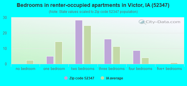 Bedrooms in renter-occupied apartments in Victor, IA (52347) 