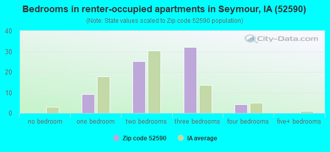 Bedrooms in renter-occupied apartments in Seymour, IA (52590) 