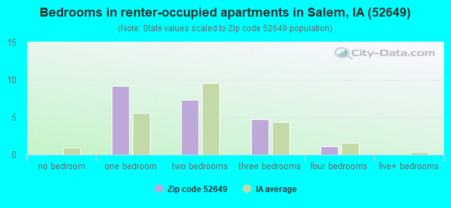 Bedrooms in renter-occupied apartments in Salem, IA (52649) 