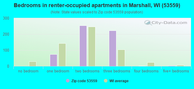 Bedrooms in renter-occupied apartments in Marshall, WI (53559) 