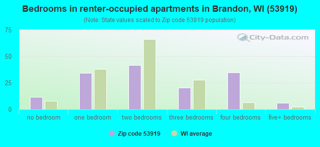 Bedrooms in renter-occupied apartments in Brandon, WI (53919) 