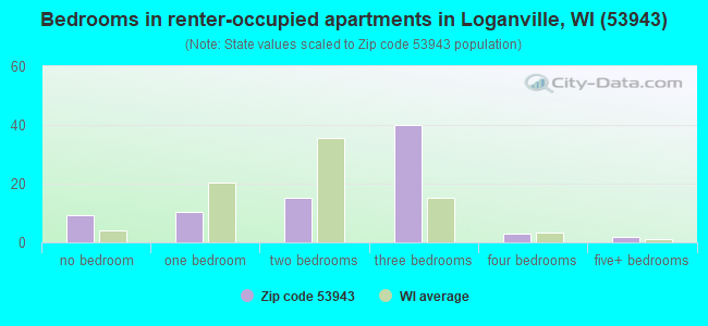 Bedrooms in renter-occupied apartments in Loganville, WI (53943) 
