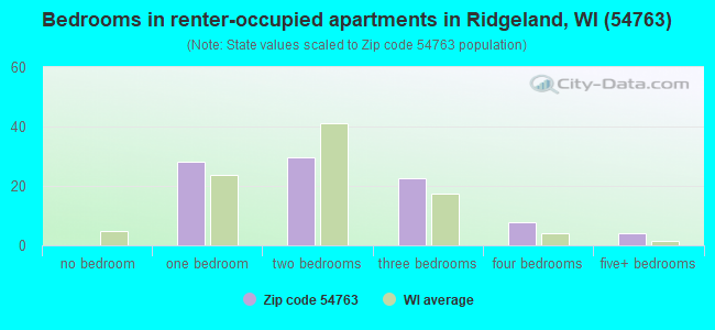 Bedrooms in renter-occupied apartments in Ridgeland, WI (54763) 