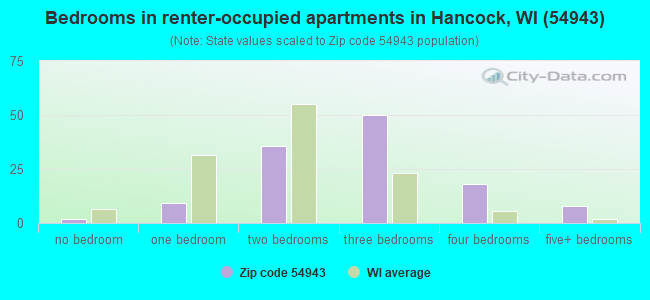 Bedrooms in renter-occupied apartments in Hancock, WI (54943) 