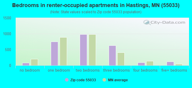 Bedrooms in renter-occupied apartments in Hastings, MN (55033) 