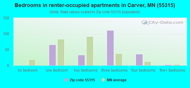 Bedrooms in renter-occupied apartments in Carver, MN (55315) 