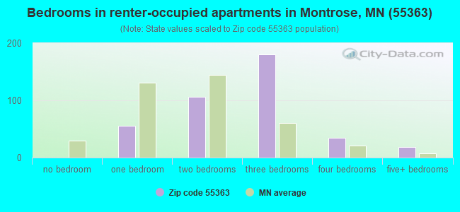 Bedrooms in renter-occupied apartments in Montrose, MN (55363) 
