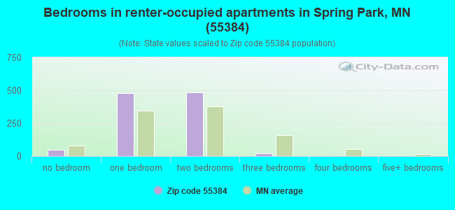 Bedrooms in renter-occupied apartments in Spring Park, MN (55384) 