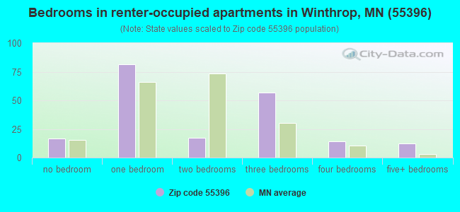 Bedrooms in renter-occupied apartments in Winthrop, MN (55396) 