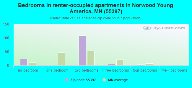 Bedrooms in renter-occupied apartments in Norwood Young America, MN (55397) 