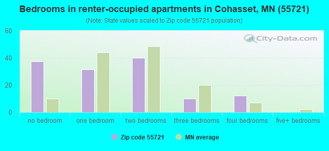 Bedrooms in renter-occupied apartments in Cohasset, MN (55721) 