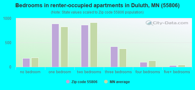 Bedrooms in renter-occupied apartments in Duluth, MN (55806) 