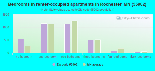 Bedrooms in renter-occupied apartments in Rochester, MN (55902) 
