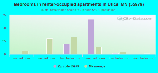 Bedrooms in renter-occupied apartments in Utica, MN (55979) 