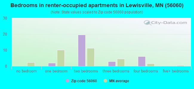 Bedrooms in renter-occupied apartments in Lewisville, MN (56060) 