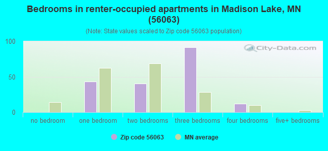 Bedrooms in renter-occupied apartments in Madison Lake, MN (56063) 