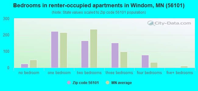 Bedrooms in renter-occupied apartments in Windom, MN (56101) 