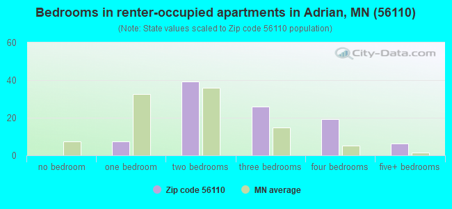 Bedrooms in renter-occupied apartments in Adrian, MN (56110) 