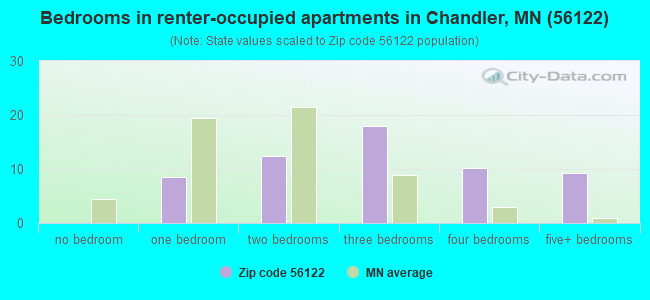 Bedrooms in renter-occupied apartments in Chandler, MN (56122) 