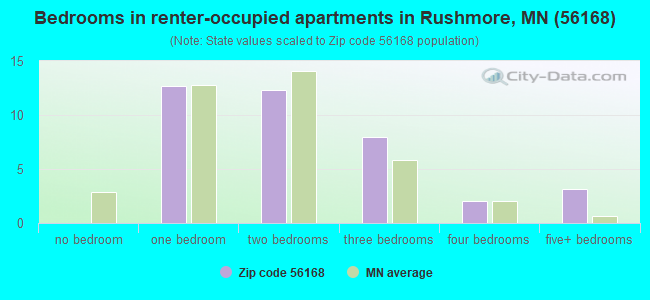 Bedrooms in renter-occupied apartments in Rushmore, MN (56168) 