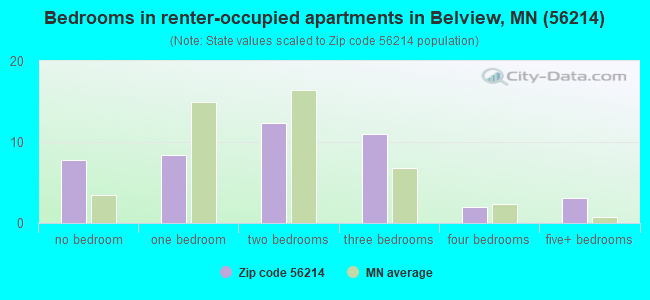 Bedrooms in renter-occupied apartments in Belview, MN (56214) 