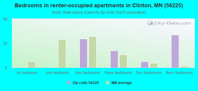 Bedrooms in renter-occupied apartments in Clinton, MN (56225) 