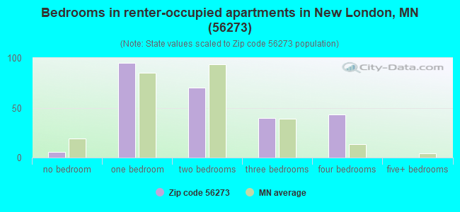 Bedrooms in renter-occupied apartments in New London, MN (56273) 