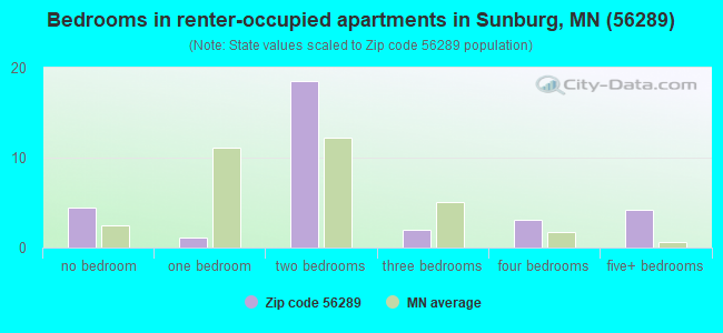 Bedrooms in renter-occupied apartments in Sunburg, MN (56289) 