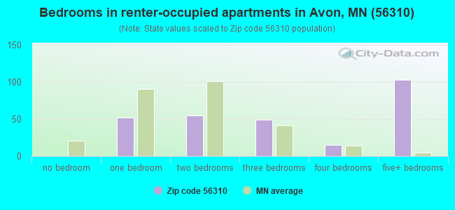 Bedrooms in renter-occupied apartments in Avon, MN (56310) 
