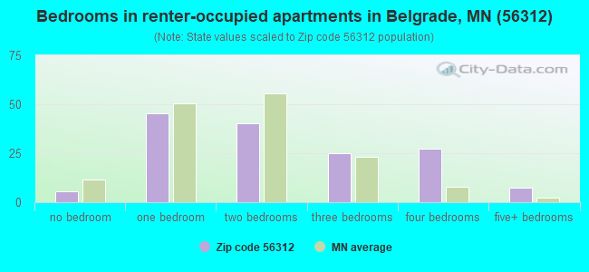Bedrooms in renter-occupied apartments in Belgrade, MN (56312) 
