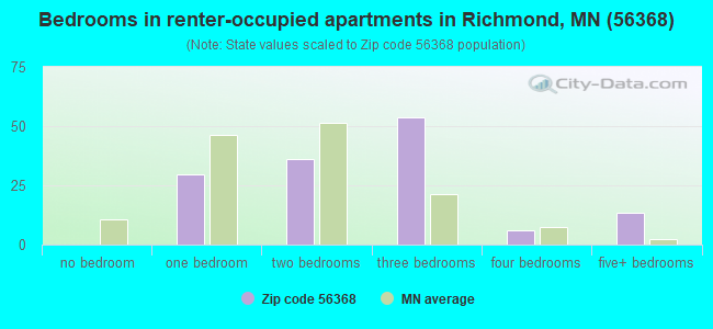 Bedrooms in renter-occupied apartments in Richmond, MN (56368) 