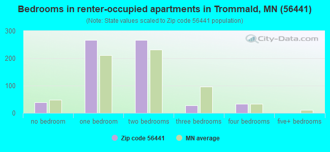 Bedrooms in renter-occupied apartments in Trommald, MN (56441) 