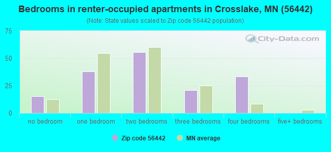 Bedrooms in renter-occupied apartments in Crosslake, MN (56442) 