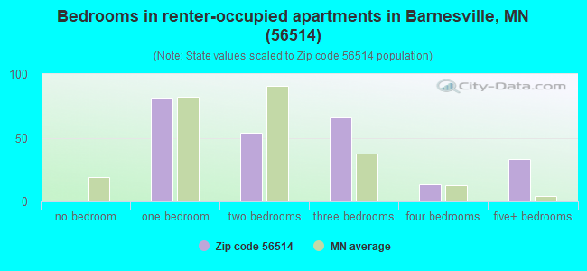 Bedrooms in renter-occupied apartments in Barnesville, MN (56514) 