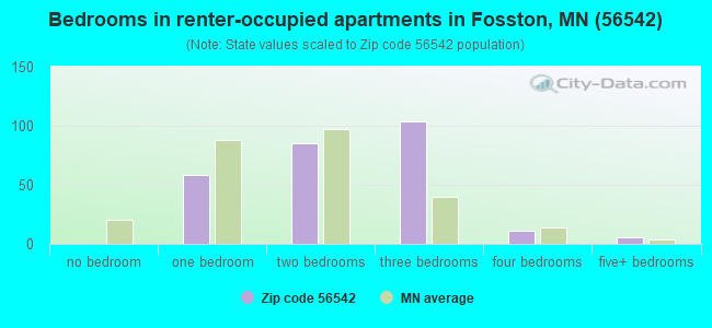 Bedrooms in renter-occupied apartments in Fosston, MN (56542) 