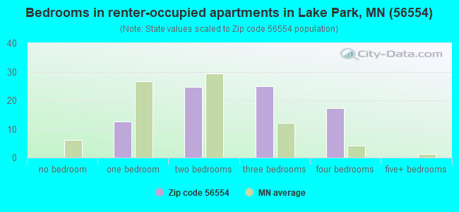 Bedrooms in renter-occupied apartments in Lake Park, MN (56554) 
