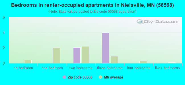 Bedrooms in renter-occupied apartments in Nielsville, MN (56568) 