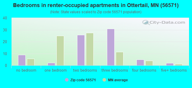 Bedrooms in renter-occupied apartments in Ottertail, MN (56571) 