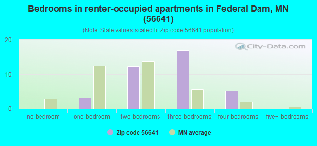 Bedrooms in renter-occupied apartments in Federal Dam, MN (56641) 