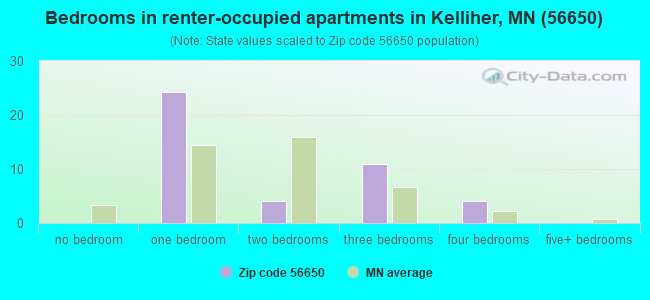 Bedrooms in renter-occupied apartments in Kelliher, MN (56650) 