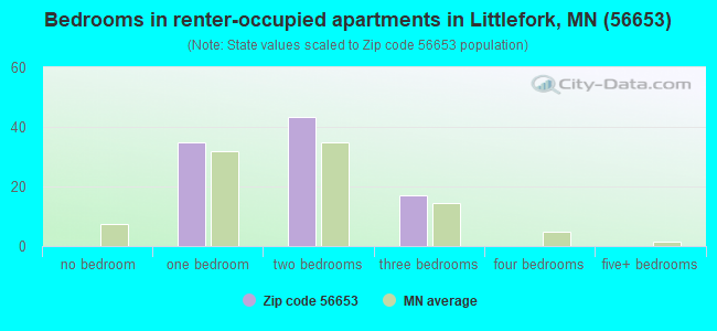 Bedrooms in renter-occupied apartments in Littlefork, MN (56653) 
