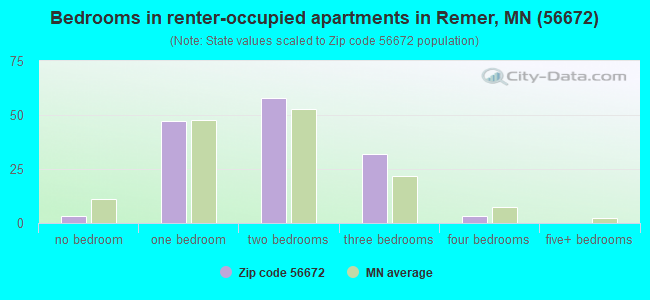 Bedrooms in renter-occupied apartments in Remer, MN (56672) 
