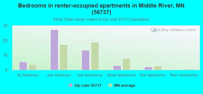Bedrooms in renter-occupied apartments in Middle River, MN (56737) 