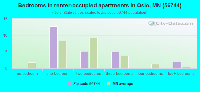Bedrooms in renter-occupied apartments in Oslo, MN (56744) 